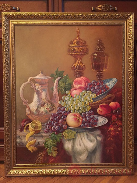 Картина холст, масло "Натюрморт с виноградом"